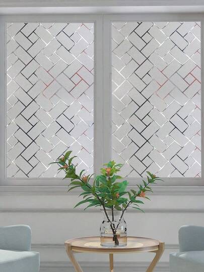 فيلم نافذة مربعات مائلة مطفأة عريضة جدًا، حماية الخصوصية بدون لصق، مادة مضادة للأشعة فوق البنفسجية لأبواب وشبابيك الزجاج الكبيرة، ديكور بنمط مائل، لفة كبيرة الحجم (العرض 30/40/50/60/70/80/90 سم، الطول يصل إلى 500 سم)