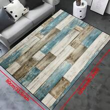 1 Piece Soft Thick Felt Rustic Wooden Board Printed Carpet, Machine Washable Large Size Carpet For Living Room, Hallway, Entrance, And Garden Yard Decoration. Decorative Carpet, Bedroom Decor, Small Rug, Carpet, Home Decor, Living Room Carpet, Living Room Small Rug, Bedroom Carpet, Living Room Home Decor, Outdoor Carpet, Washable Carpet - Multicolor - View 4