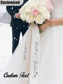 Cintas personalizadas elegantes para sillas de boda, emblemas conmemorativos de boda, emblemas textiles de boda, cintas para sillas reservadas - Multicolor - Ver 2