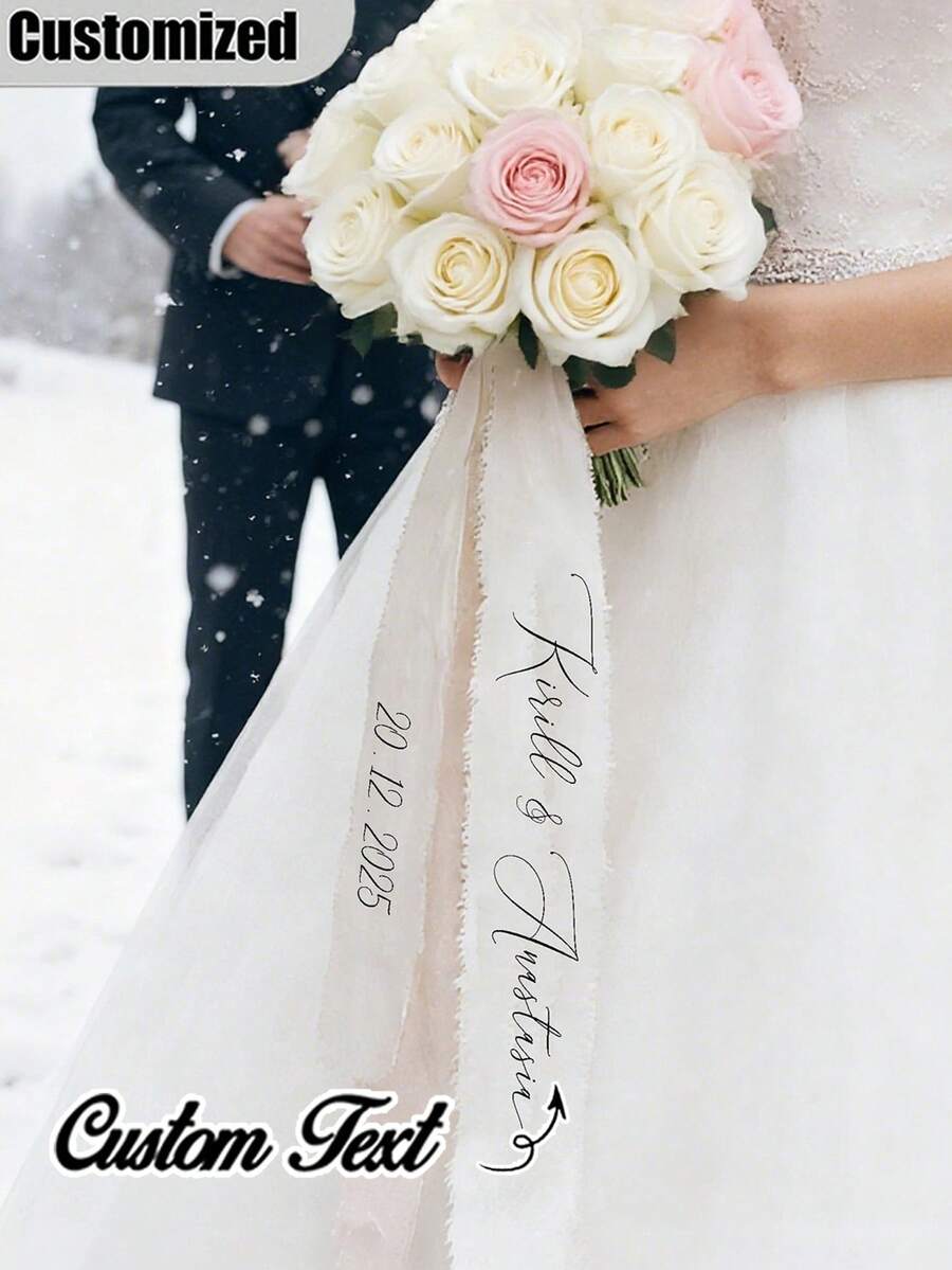 Cintas personalizadas elegantes para sillas de boda, emblemas conmemorativos de boda, emblemas textiles de boda, cintas para sillas reservadas