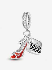 1 chiếc mặt dây chuyền mạ bạc hình thỏ dễ thương, xe đạp hồng, giày cao gót, tai nghe, bọ rùa, chai nước hoa, thích hợp để làm vòng tay DIY cho nữ. - Bạc - Xem 15