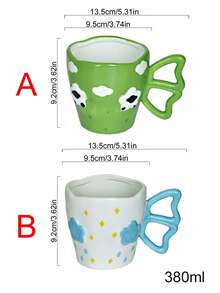 1pc Creative Hand-Painted Ceramic Sheep & Star Design Coffee Mug, Suitable For Afternoon Tea - Multicolor - View 8