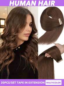 20pcs/Pack Human Hair Tape In Extensions - Straight Looking Invisible Tape Ins Hair Extensions For, Volume & Length, Scalp Compatible,Blonde, 1.76oz Each,Invisible & Natural Look,16 18 20 Inch (#1B #2 #4) Easy To Apply And Style - Multicolor - View 1