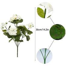 Artificial Geraniums Fake Flowers For Outdoors Decoration, 4/6 Bundles Silk Geraniums Red Flower UV Resistant Look Real Faux Plants For Front Door Garden Porch Planter Patio Balcony Yard Indoor Home - 黃色 - 查看 3