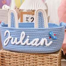 定制手工椭圆形收纳篮,兔耳朵礼品篮/装饰篮,家居装饰,礼品包装篮,复活节礼物,送给家人,衣橱收纳整理篮 - 彩色 - 查看 48