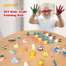 儿童绘画套装和手工套装，儿童陶瓷绘画套装，石膏绘画套装，手工玩具，适合6岁及以上儿童（动物主题）