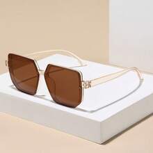 1pc Classic Square Frame Chic Petite Face High-End Fashion Glasses For Women, Fashion UV Protection - Brown - View 6