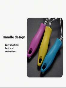 1pc Stainless Steel Non-Slip Handle Potato Masher, Manual Fruit & Vegetable Masher, Potato Ricer, Vegetable Grinder, Kitchen Tool, Cooking Utensil - Silver - View 7