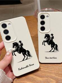 1个可定制牛仔骑马剪影图案手机壳，兼容 17 Pro Max/17 Air/16E/16 Pro Max/15/14 Plus/13/12/11、S24/20 Ultra/A52S/A31 A21S/A13/A05S，以及Redmi Note 13 Pro Plus/Note 10/Note 12C/Note 13C，采用TPU材质，2026马年新款，时尚个性，防摔，简约高品质设计，适合马元素爱好者或追求个性化手机配件的人士。 - 白色 - 查看 5