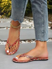 Women's Outdoor Sports Sandals And Flip Flops, Retro Style, Traditional Colored Retro Patterns Thin Belt Flip Flops, Comfortable, Lightweight, Slip-Resistant, Soft Sole Slippers, Valentine's Day Slippers, Women Summer Sandals, Sandals For Women, Wedding Bride Wedding Items Beach Shoes, Flip Flop For Home Use, Crossing Thin Shoelaces Flip Flops - Multicolor - View 6