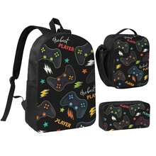 3 Pieceschildren's Backpack, 17-Inch School Bag, Equipped With A Handbag And Pencil Case, Suitable For Primary, Middle And High School Students - With Game Console Pattern - Backpack - View 12