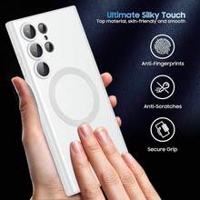 - Carcasa delgada para S23 Ultra, compatible con, protector de lente de cmara integrado, carcasa magntica de TPU suave a prueba de golpes blanco - S23 Ultra + Blanco puro - Ver 6