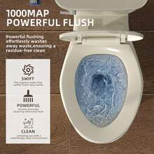 Inodoro alargado de 21 pulgadas de alto, inodoros extra altos con asiento de inodoro de altura cómoda y descarga única de 1,28 GPF, adecuado para personas mayores y personas altas - Hueso - Ver 4