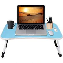 23 X 15 In Foldable Lap Desk,Sofa & Bed Table For Laptop Include IPad Slot And Cup Holder - Blue - View 1