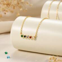 1pc Personalized Men's Gift, Custom Birthstone Necklace, Men's Necklace, Anniversary Family Gift For Her ,Birthday Gift, Father Gift, Christmas Gift For Him. - Multicolor - View 2