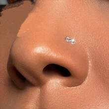 SENLANSP 1pc Women's Faux Body Piercing Jewelry Nose Stud + Infinity + Infinity Symbol + Figure 8 + Blessing + Guardian + Y2K, Stainless Steel Gift For Valentine's Day, Music Festival, Mother's Day, Wedding Season, Hypoallergenic - Figure 8 Nose Piercing - View 4