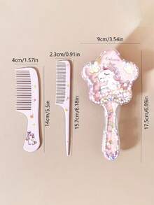 3pcs Hair Styling Set, Includes Cute Cartoon Pattern Hair Brush And 2 Combs, Wet & Dry Exfoliating Massage Hair Brush Suitable For All Hair Types, Gift