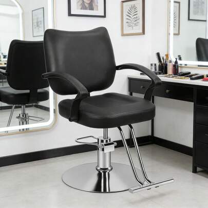 Friseurstuhl mit hochbelastbarer Hydraulikpumpe, um 360 Grad drehbarer Friseurstuhl Maximale Belastbarkeit 330 lbs