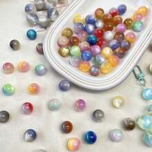 5pcs Colorful Acrylic Reversible Beads, DIY Jewelry Making, Craft Supplies, Friendship Gifts, Home Decor, Small Accessories - DIY - View 1