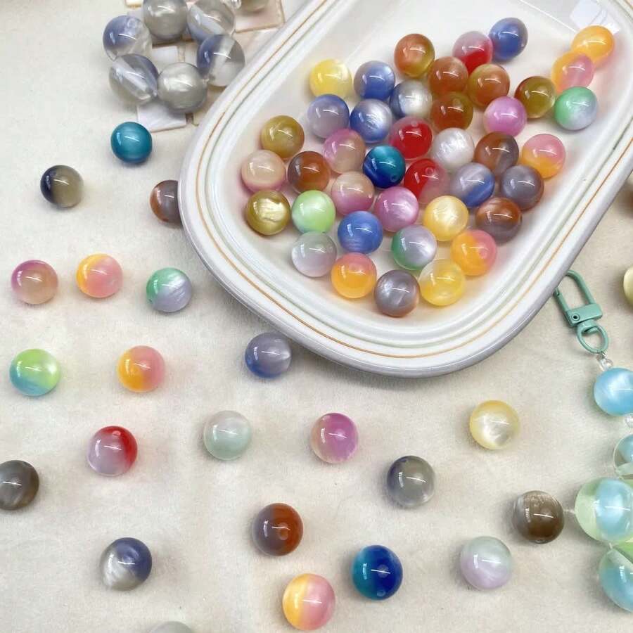 5pcs Colorful Acrylic Reversible Beads, DIY Jewelry Making, Craft Supplies, Friendship Gifts, Home Decor, Small Accessories - DIY - View 1