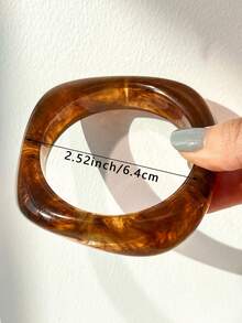 1pc Retro Amber Texture Tie Dye Acrylic Wide Bracelet, Pink & Blue Gradient, Exaggerated Design Suitable For Music Festivals, Parties, Holidays, Layering - Multicolor - View 12