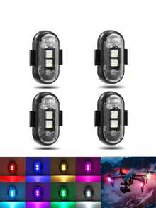 2/4/6pcs Motorcycle LED RGB Light 7Colors With Remote Light Mini Lights USB Airplane Lights Universal For Cars And Motorcycles With Remote Control