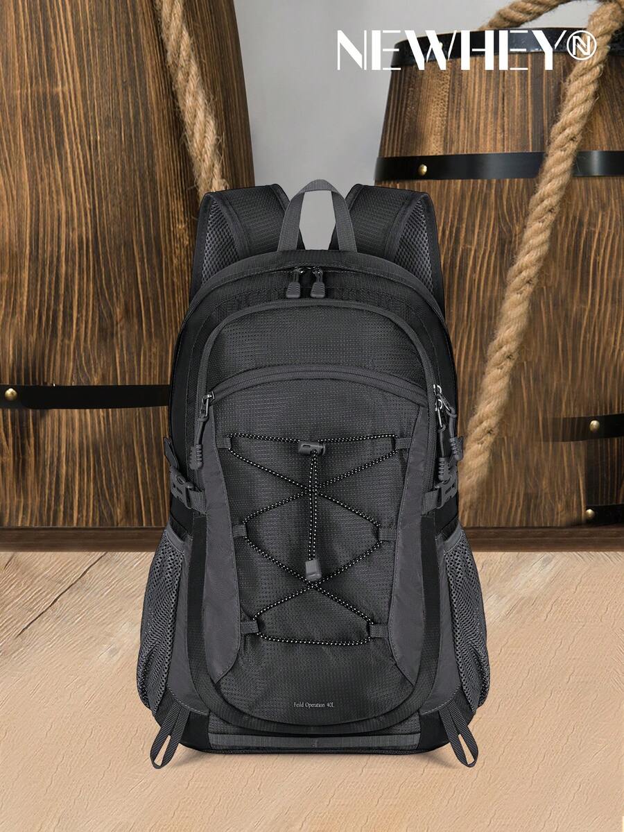 NEWHEY 40升防水徒步背包 露营背包 轻便可折叠背包 男士户外旅行日用背包