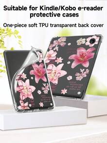 Ayotu 1pc Transparent Hibiscus Lily Pearl Pattern Protective Case, Compatible With IPad 11/IPad 10/IPad 9/IPad Air 7th 11", IPad Air 5th, Kindle Paperwhite 11th, Kobo Libra Colour, Kobo Clara Colour/Bw/2E, Full Coverage Soft Silicone Protective Shell - Multicolor - View 9