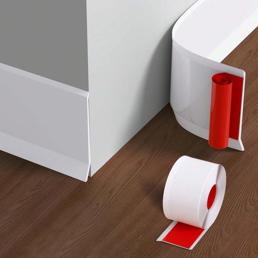 1/3/6m Flexible Self-Adhesive Vinyl Wall Corner Trim, Wide Self-Adhesive Removable Wall Corner Molding, Rubber Wall Corner Trim - White - View 1
