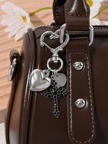 1 pieza Llavero con colgante de cruz con corazón de estilo gótico con diamante de imitación, regalo de pareja - Multicolor - Ver 1