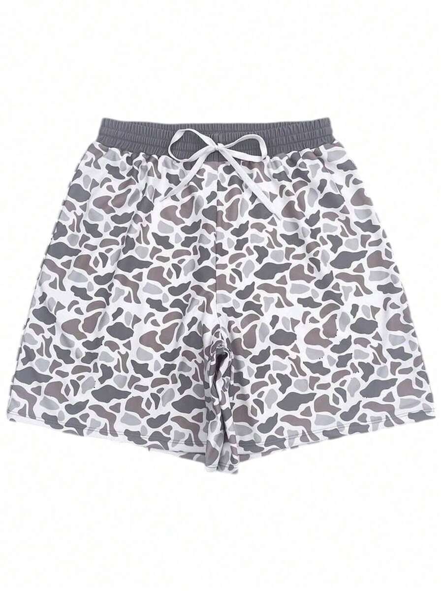 Camo Shorts For Women Y2K Graphic Drawstring Waist Gym Track Shorts With Pockets - MC3 - View 1