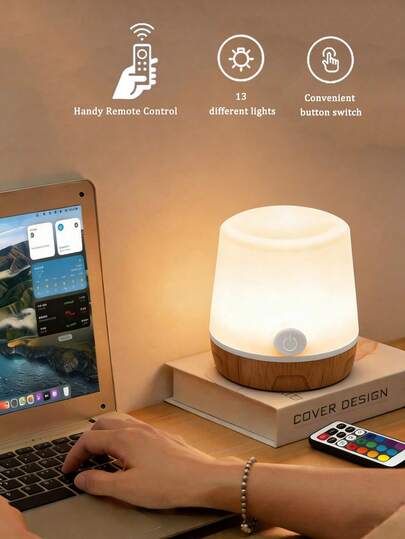 1pc RGB Eye-Care Desk Lamp, LED Light, Bedside Lamp, Ambient Light, Bedroom Light, Reading Light, Suitable For Room, Night Light, Lighting, Hanging Design, With Controller, Battery Powered (Batteries Not Included), Reading Lamp, LED Light, Home Decor, Room Decor, Bedroom Light, Table Lamp, Night Light, Office Desk Accessory, Reading Lamp