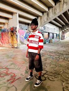 2026 Loose Red And White Spliced Polo Short Sleeved Top Versatile Summer Street Shooting Casual Top - Red and White - View 2