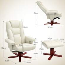 Reclining Armchair With Footrest, Reclining And Rocking TV Chair, Padded Relaxation Chair With Adjustable Backrest, Up To 150 Kg, For Living Room, Faux Leather, Cream White - White - View 3
