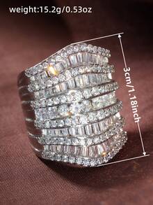 1 Stück hübscher kubischer Zirkonia Ring für Frauen für Hochzeit, Verlobung, Jahrestag, Party-Schmuck, Valentinstag Geschenk - 1# - Übersicht 8