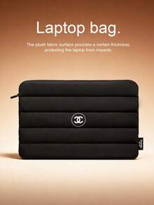 CHANEL Stylish Black Laptop Bag. Portable Cosmetic Bag. Rectangular, Large-Capacity Storage Bag. Unisex Design. - Black - View 4