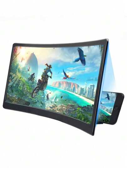 1 pieza Amplificador de pantalla curva negra de 12 pulgadas, Amplificador de video 3D HD para clases en línea, Adecuado para teléfonos inteligentes