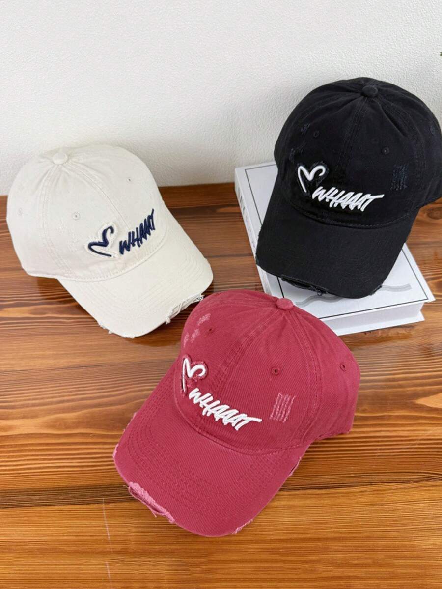 男女通用柔软顶部刺绣新款春季大头围棒球帽，宽檐修饰脸型棒球帽 - A - 查看 1