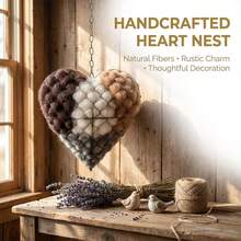 1个手工制作的羊驼毛心形鸟巢，鸟巢材料收纳容器，冬季树上鸟类庇护所，蜂鸟巢箱，户外花园艺术鸟屋，送给爱鸟人士的礼物 - 黑色 - 查看 7