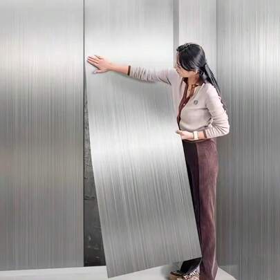 1 Roll Thick Stainless Steel Brushed Self-Adhesive Wallpaper, Removable Wallpaper Sticker Suitable For Refrigerator, Furniture, Kitchen And Room Backdrop, Reusable Wall Decal, Wallpaper, Spring Decor To Bring A New Look To Your Home, Wall Decor Gift For Birthday, Graduation