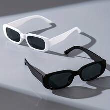 2pcs Black & White Combination Square Frame Glasses, Suitable For Daily Wear Or Street Photography - 2pcs - Black/White - View 3