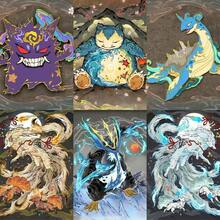 pokemon 60张浮世绘风格及山海经典宝可梦贴纸，酷炫烈空坐贴纸，可用于手机壳、日记本和水瓶 - 彩色 - 查看 3