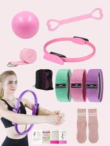 The Pilates Set (Women's Home Exercise Set) Includes Pilates Rings, Squat Resistance Bands, Stretching Ropes, Yoga Socks, Stretching Belts, And Yoga Balls. - Multicolor - View 1