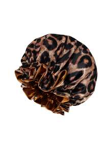 1pc Women's Reversible Satin Lined Sleep Cap, Silk Sleeping Hat For Long Curly Hair - Two-color - View 5