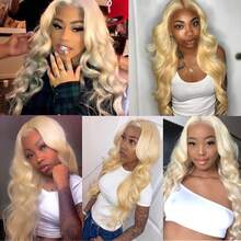 13x4 13x6 HD Lace Front Wig Human Blended Hair Body Wave 34 Inch - 200% High Density Glueless Wig Pre Plucked & Pre Cut With Natural Hairline & Baby Hair For Women, No Glue & Ready To Wear - S613 - View 8