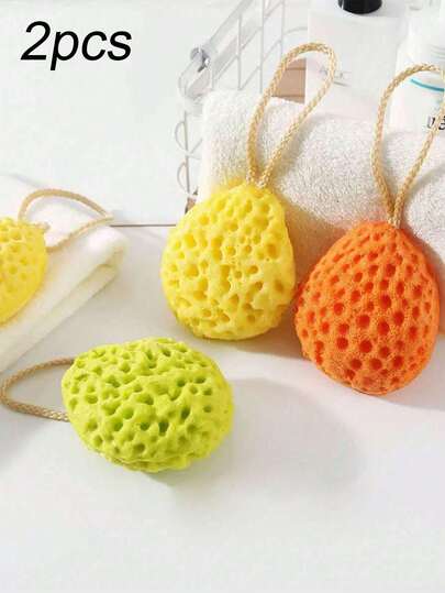 2/1pc Japanese Honeycomb Bath Sponge, Soft Exfoliating Shower Brush, Rich Lather, Suitable For Sensitive Skin, Unisex