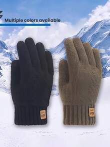 1 Pair Brand New Fried Dough Twist Women's Winter Gloves, Thickened Double-Layer Touchscreen Fuzzy Gloves, Knitted Warm, Unisex Fashion Fingerless Mittens, Suitable For Parties, Driving, Running, Gaming, Daily Activities And Gifting For Holidays - Black - View 6