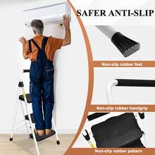 Step Ladder, Folding Step Stool With Wide Anti-Slip Pedal, Sturdy Steel Ladder, Convenient Handrail, Lightweight, Portable Steel Step Stool - 黑色 - 查看 3