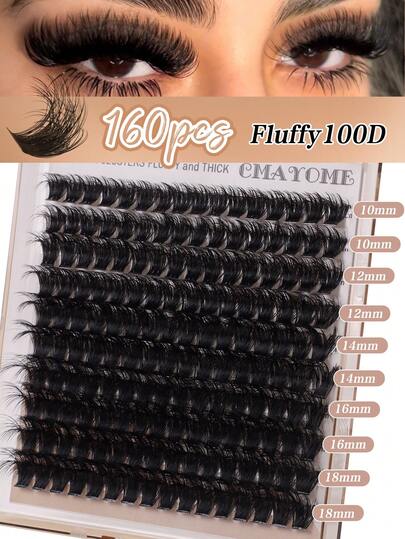 100D/80D/60D/50D/40D/30D Soft & Fluffy Eyelash Extension Cluster Set, Thick Lash Extension, Individual Lashes, Faux Mink Lash Cluster, D+ Curled, 10MM/12MM/14MM/16MM/18MM Lash Extension, Thick Lash Extension, Lash Cluster, DIY Makeup (200/180/160pcs/Box) Lash Cluster, Lash Cluster, Individual Lashes, Eyelashes, False Lashes