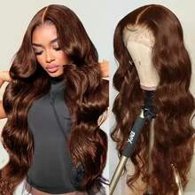 MECRY 13x6 Loose Wave Brown Body Hairpiece With Transparent Lace Front - Suitable For Daily Wear - Brown - View 4